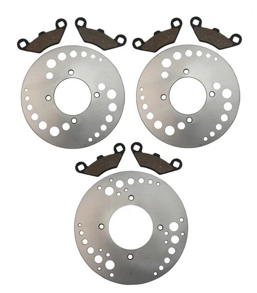 Front & Rear Brake Rotors & Brake Pads for 2x Polaris Predator 500 (2003–2006)