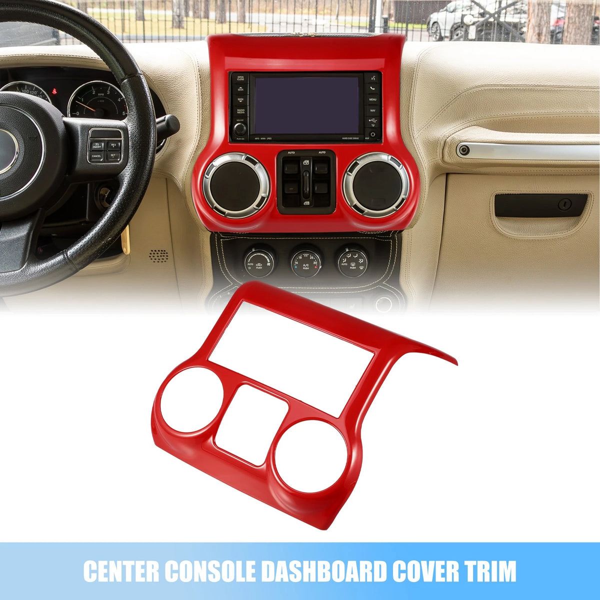 Red Center Console Dashboard Cover Trim for Jeep Wrangler JK JKU (2011-2017)