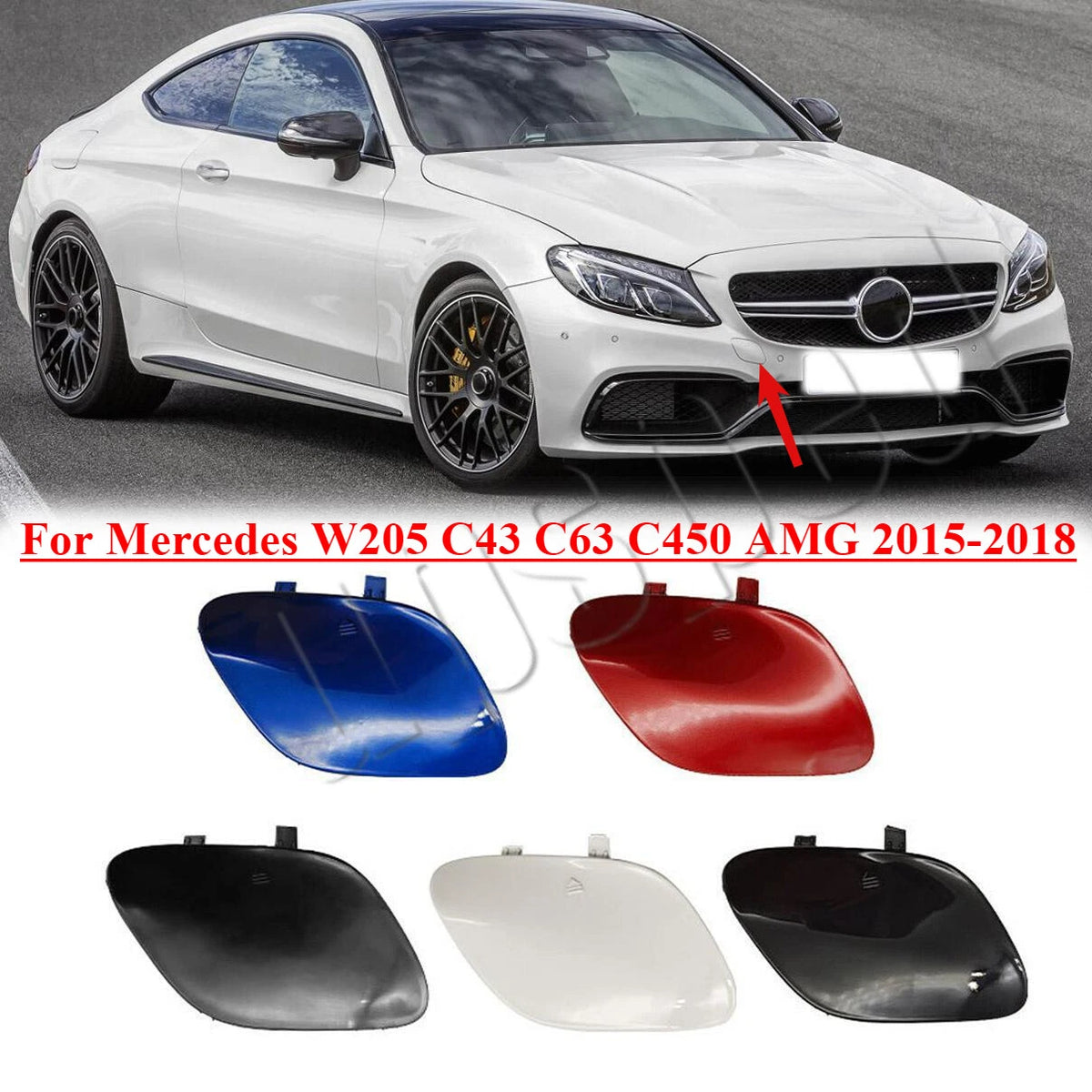 Front Bumper Tow Eye Hook Cover Cap for Mercedes W205 (2015–2018)