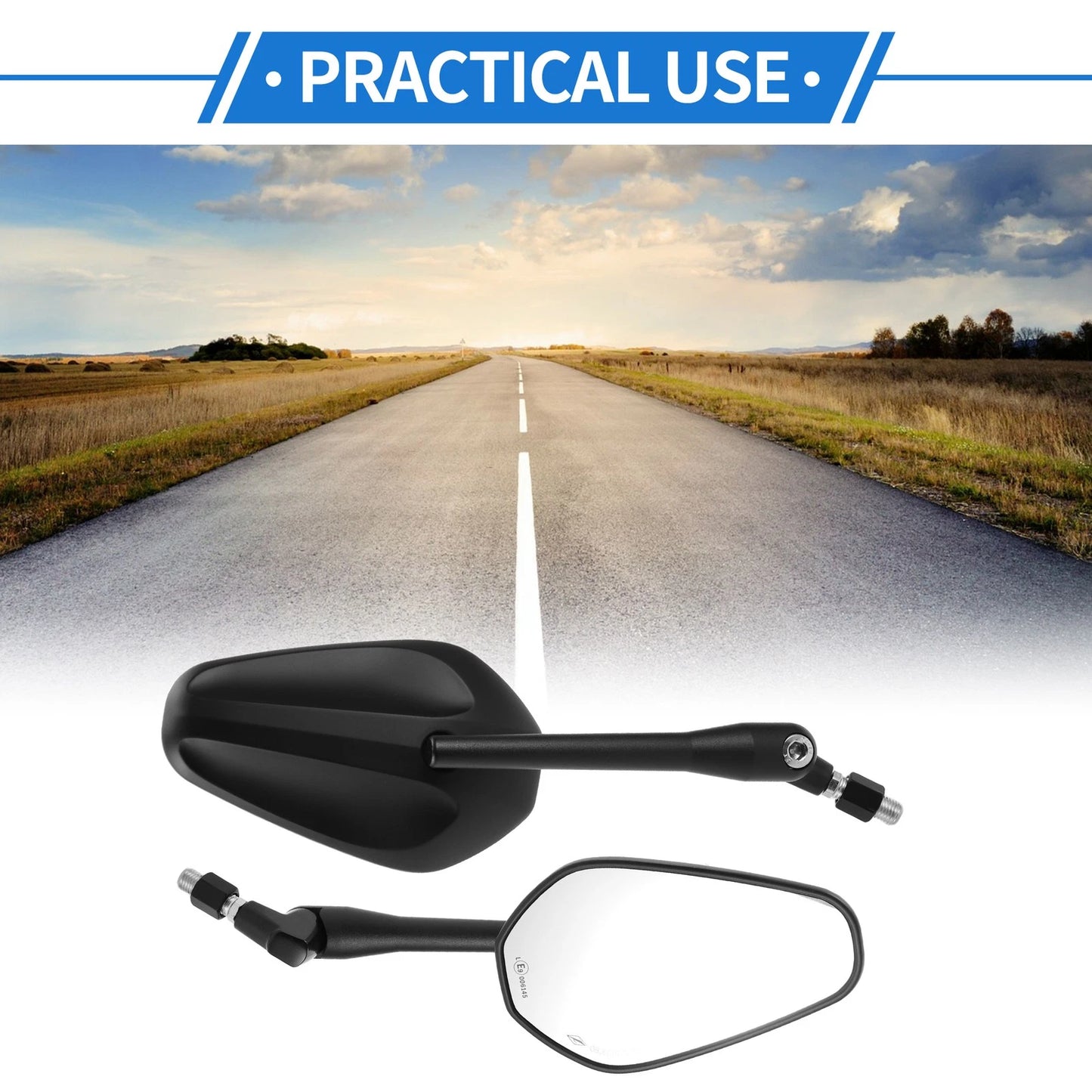 M10 Rear View Mirrors Polygonal Handlebar Black Iron Plastic for Motorcycle