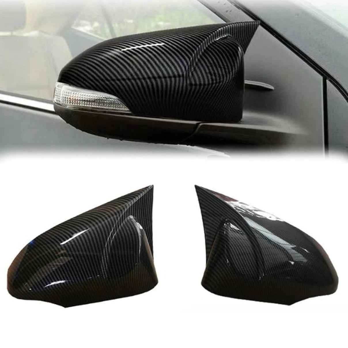 2Pcs / Carbon Fiber DoorSide Mirror Cover Trim for Toyota Camry (2012–2017)
