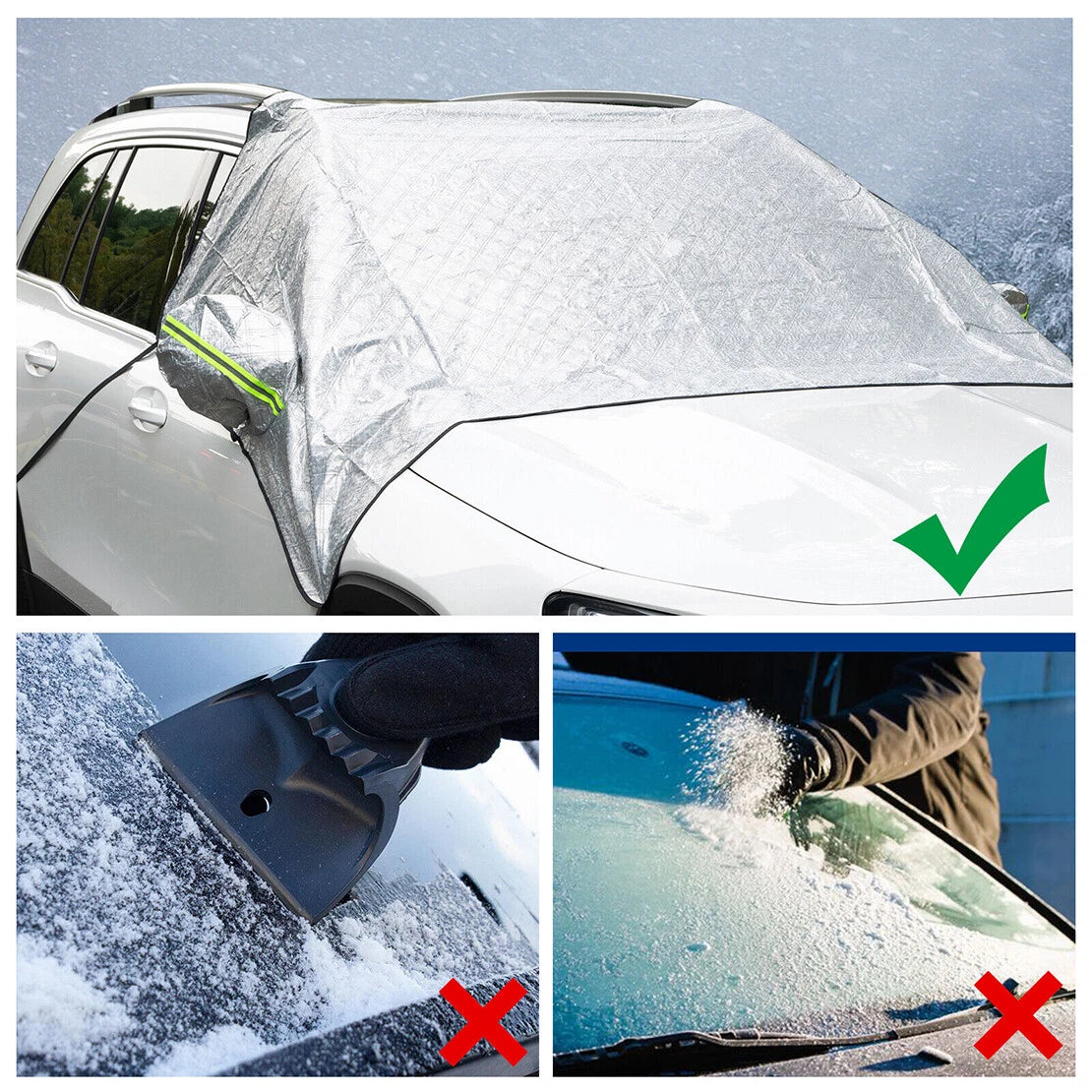 Windshield Snow Cover Sun Protector for Car - Winter Ice Rain Dust Frost Guard