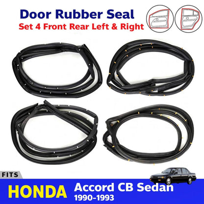 Door Rubber Weatherstrip Set 4 LH+RH Fits Honda Accord CB 4D Sedan 1990-93 D06