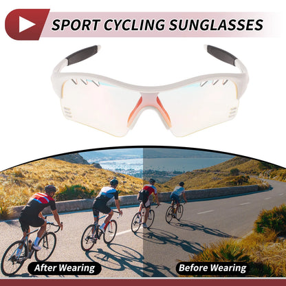 Goggles for Motorcycle Riding Light Red Lens White Frame PC TPU Sunglasses