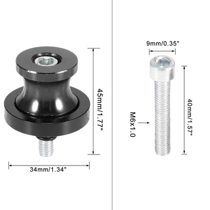 2 x 6mm M6x1.0 Black Swingarm Spools Sliders Stand for Yamaha