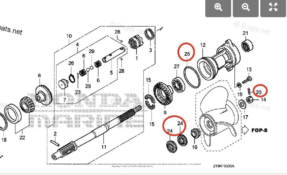 Lower Unit Oil Seal Kit for Honda BF75D/BF90D (2001-2006)