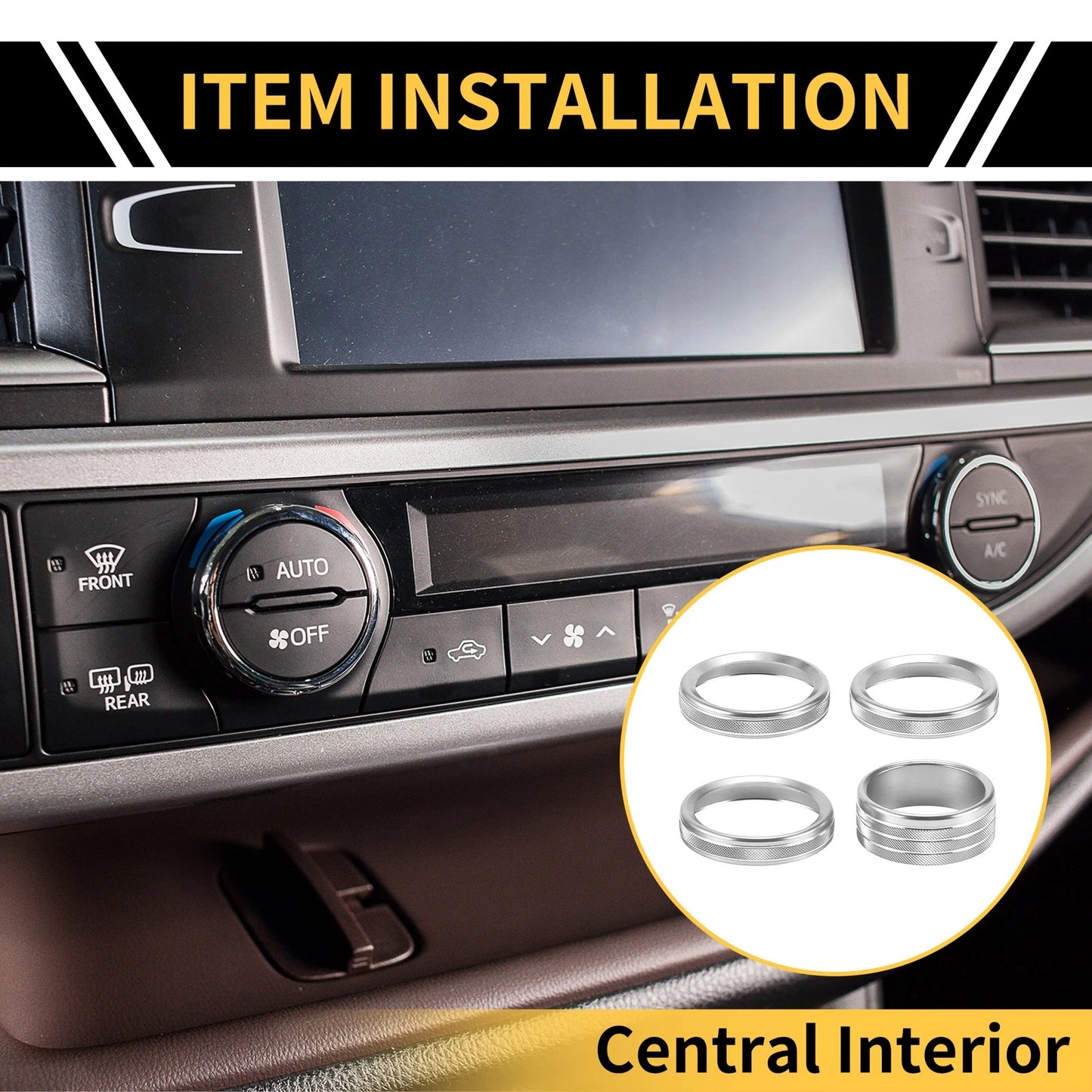 AC Audio Headlight CD Switch Knob Cover Ring for Jeep Gladiator JT (2019-2023)