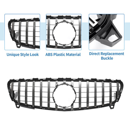 Front Upper Bumper Grille for Mercedes-Benz A-Class Chrome Silver (2013-2020)