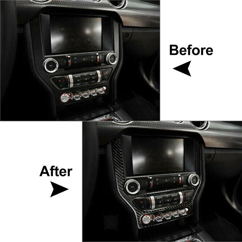 Carbon Fiber Central Console CD Panel Cover Trim for Ford Mustang (2015-2019)