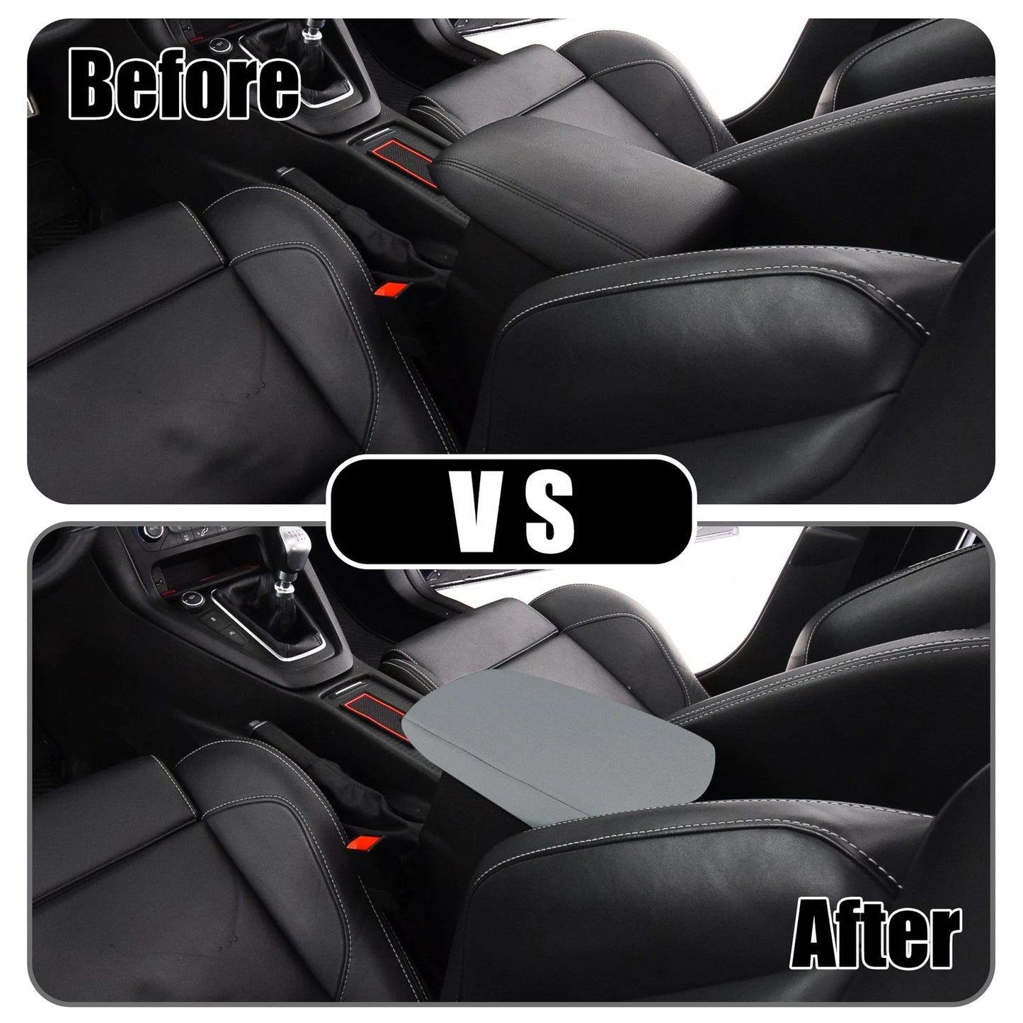 Center Console Lid Armrest Cover for Ford Focus (2010-2015) - Neoprene Gray