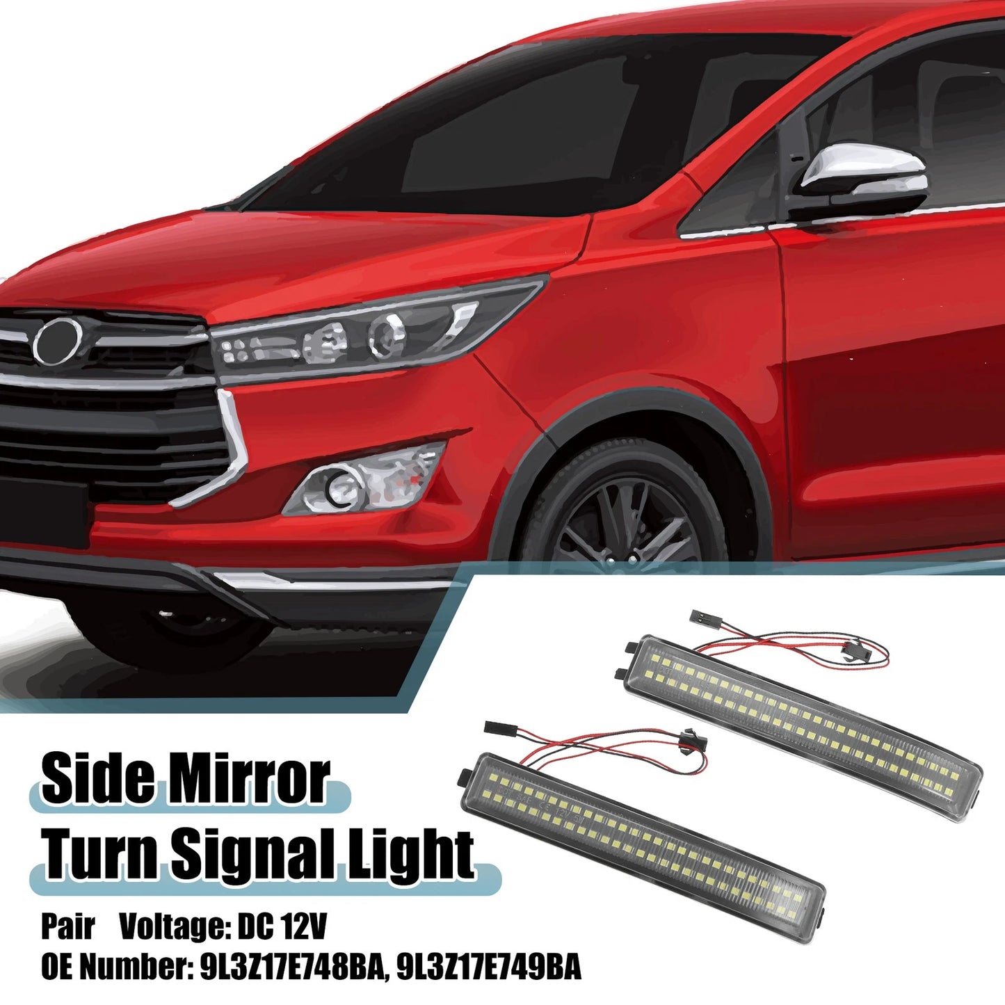 Yellow White Side Mirror Turn Signal Lights for Ford (2009-2014)