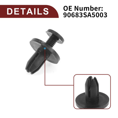 Fender Skirt Clips for Honda Prelude 1992-1996 2.2L 2.3L Black 100 Pcs