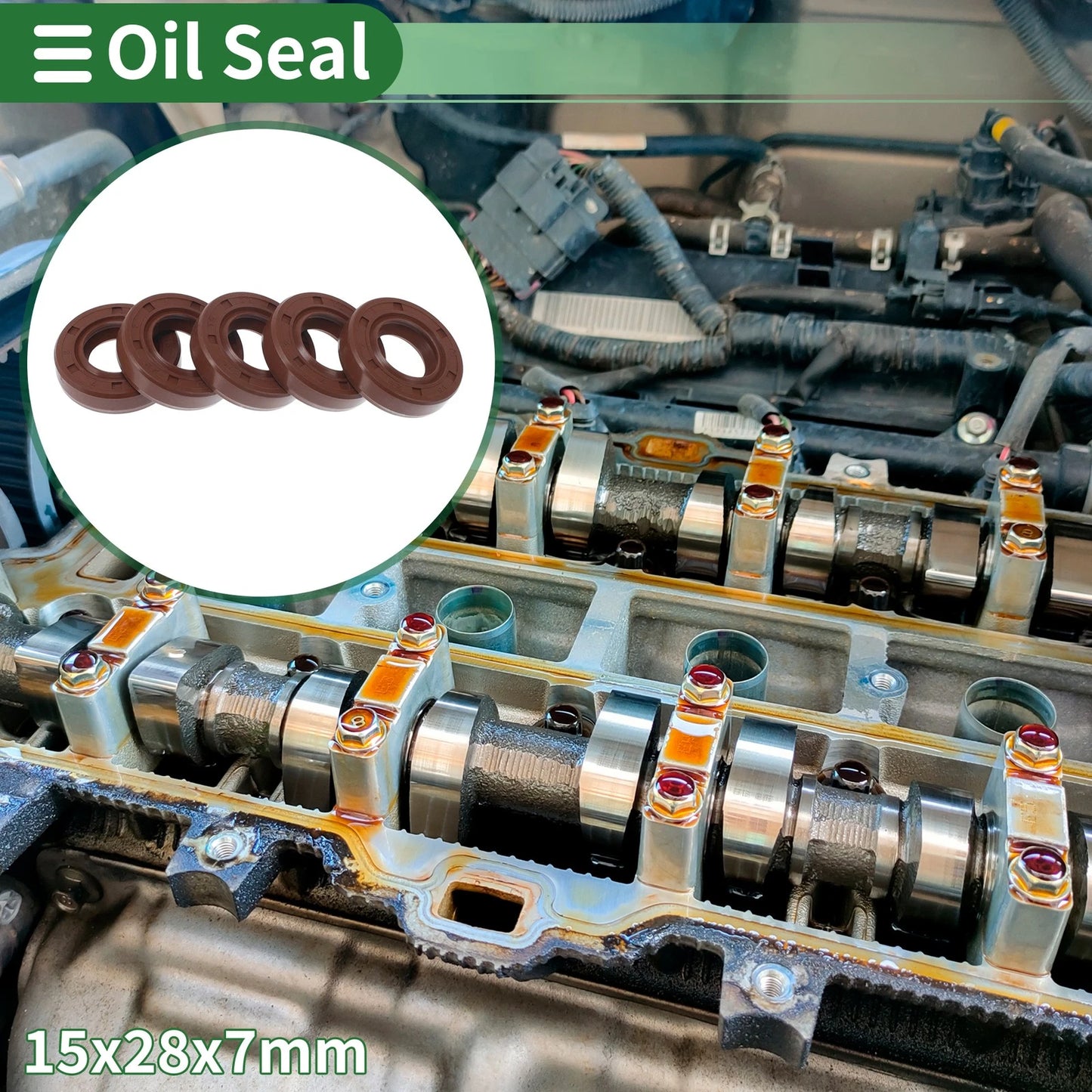 Oil Seal 15x28x7mm Brown 5 Pcs