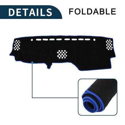 Dashboard Cover Mat for Toyota Prado 2017-2024 Black Blue 1 Set