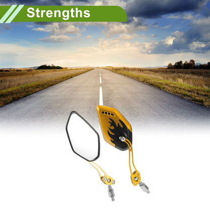 Rear-View Mirror Polygonal Shape Black Gold Tone Plastic for M8/M10 Motorcycle