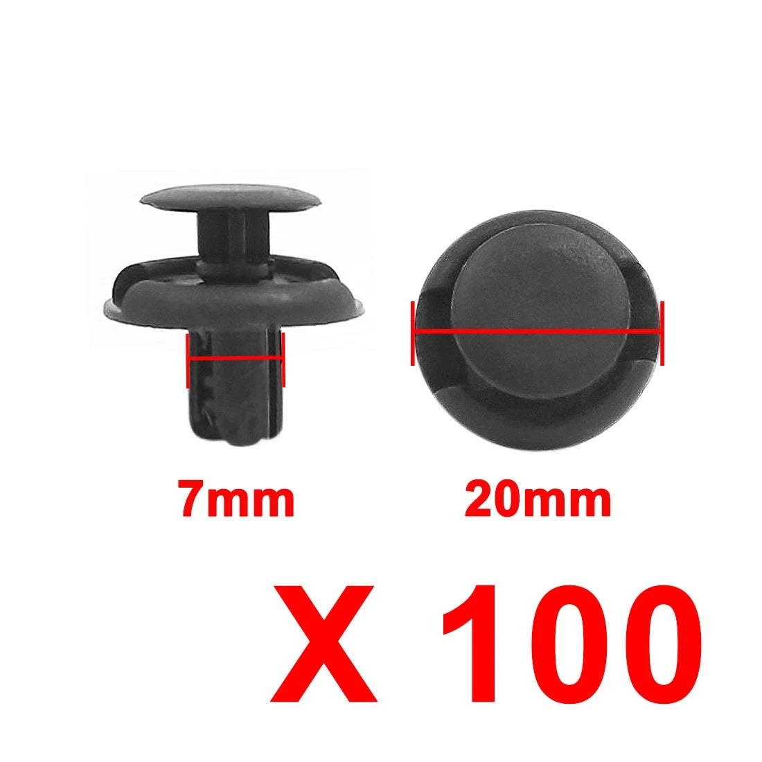 100 Pcs / 7mm Hole / Plastic Door Bumper Panel Fastener Clips Black for Buick