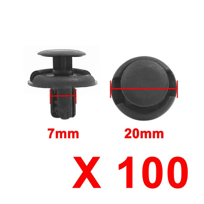 100 Pcs / 7mm Hole / Plastic Door Bumper Panel Fastener Clips Black for Buick