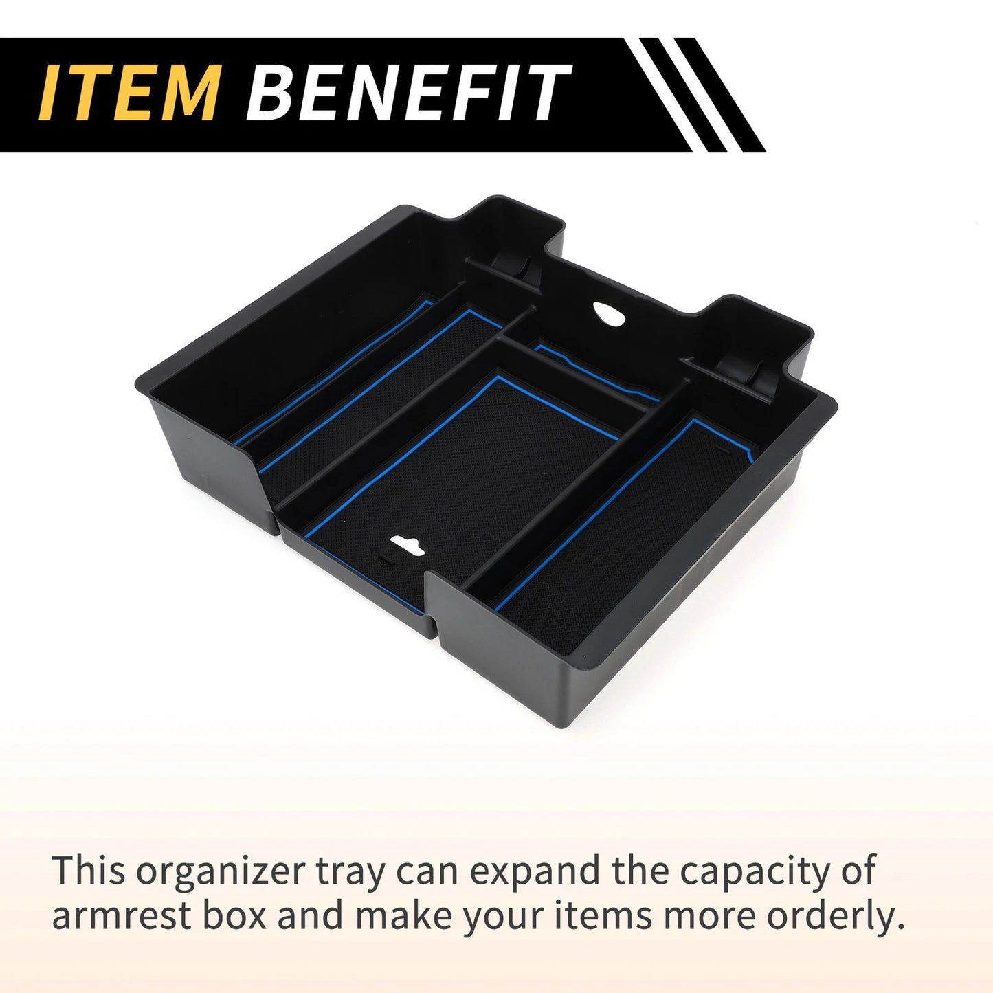 Center Console Organizer Tray for Chevy Silverado (2020-2023) Black Blue