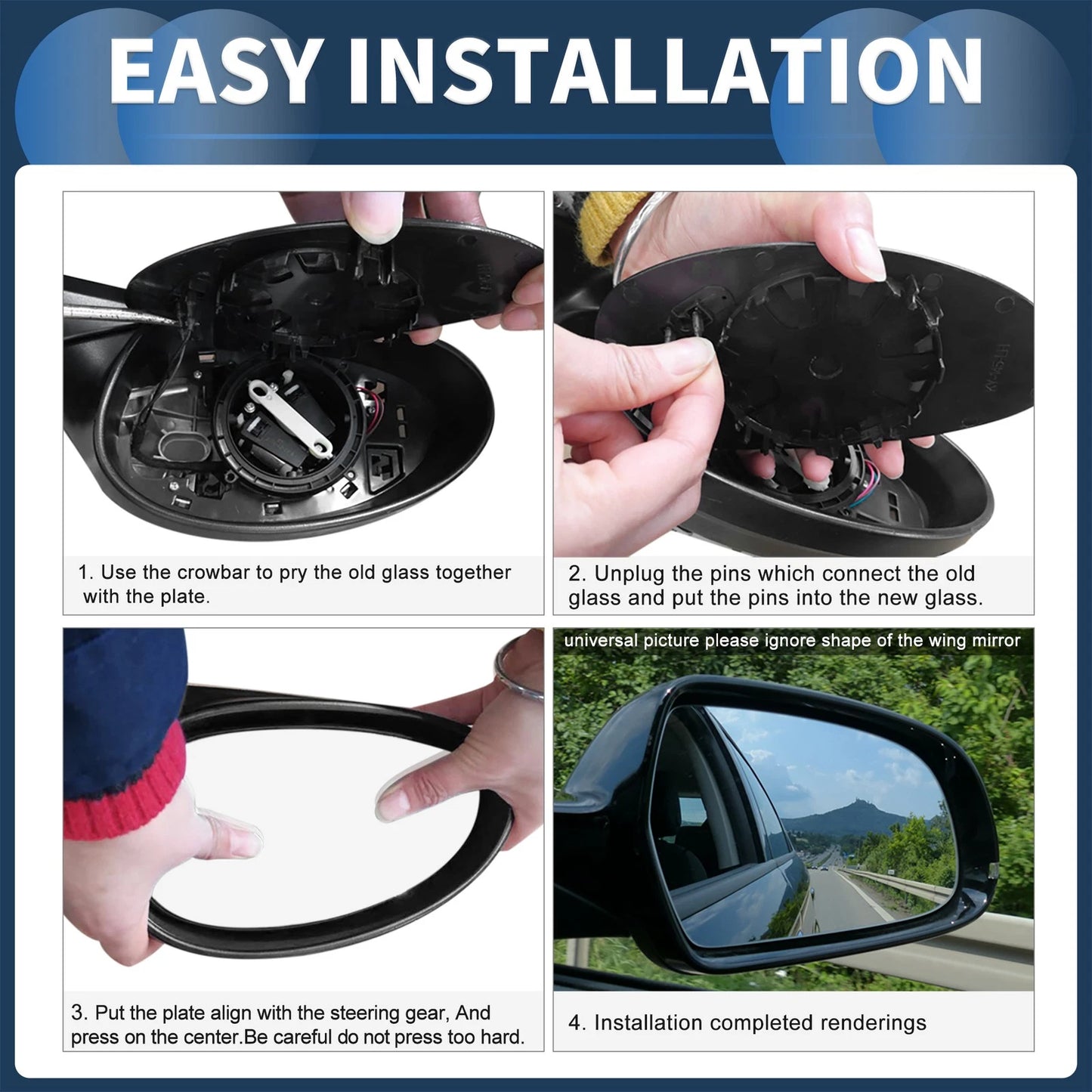 Right Side Heated White Mirror Glass for Volvo XC90 (2015-2021)