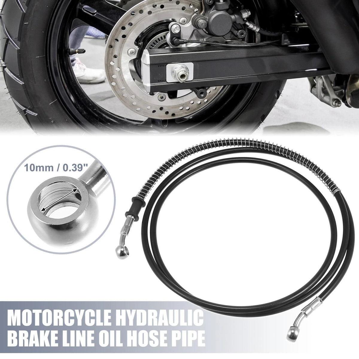 Brake Line 74.8" 10mm Stainless Steel Black for Motorcycle
