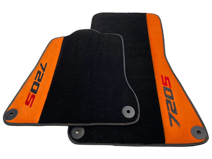 Floor Mats for McLaren 720S 2017-2022 Black Tailored Carpets with Orange Alcantara