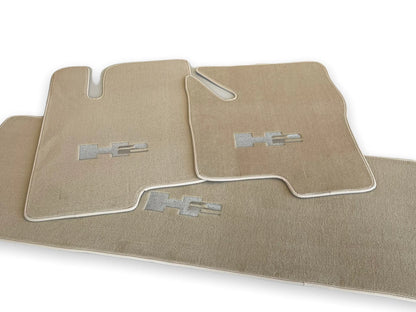 Beige Tailored Floor Mats for Hummer H2 with H2 Emblem (2003-2009)