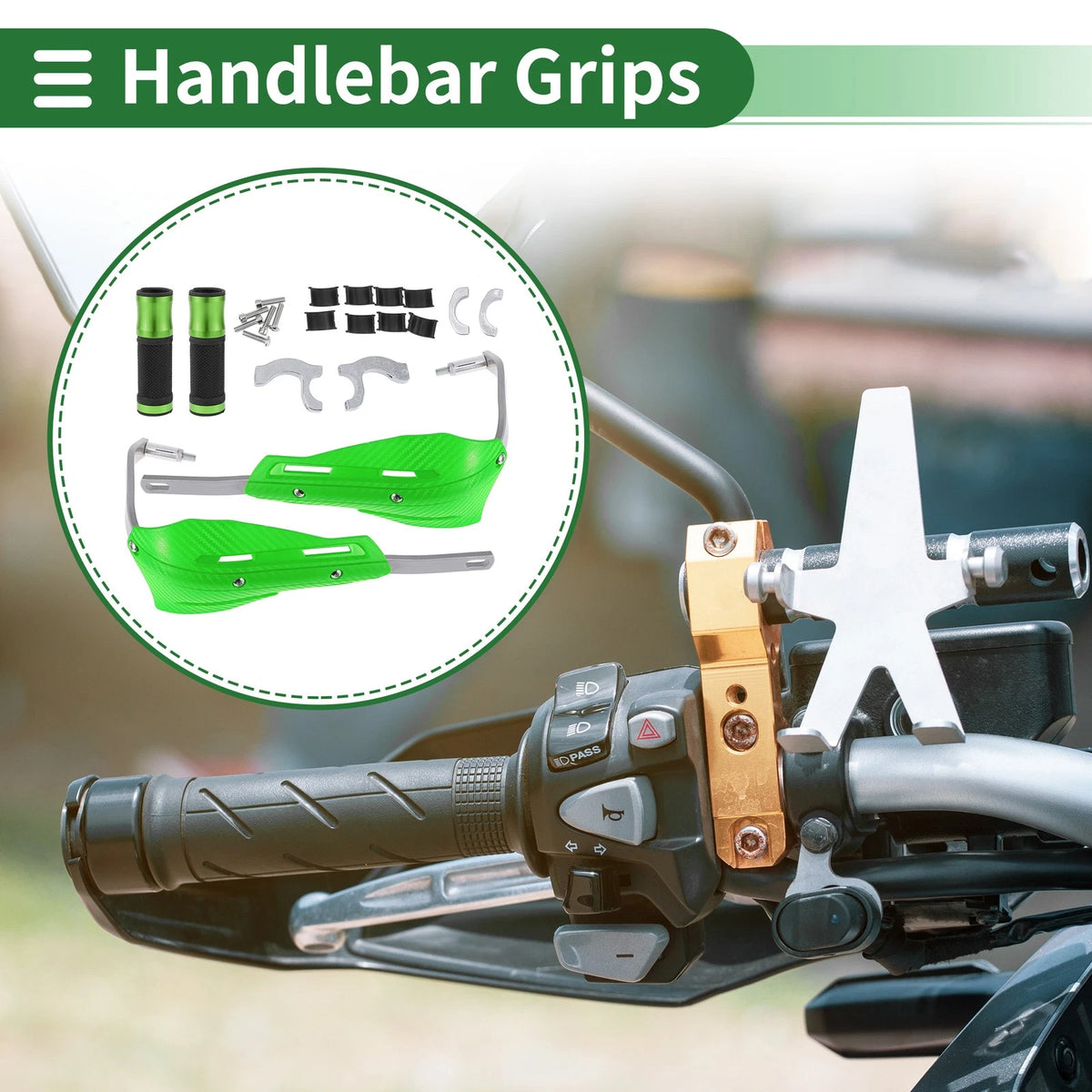 Hand Grips Cover for Motorcycle Aluminum Alloy Rubber Green
