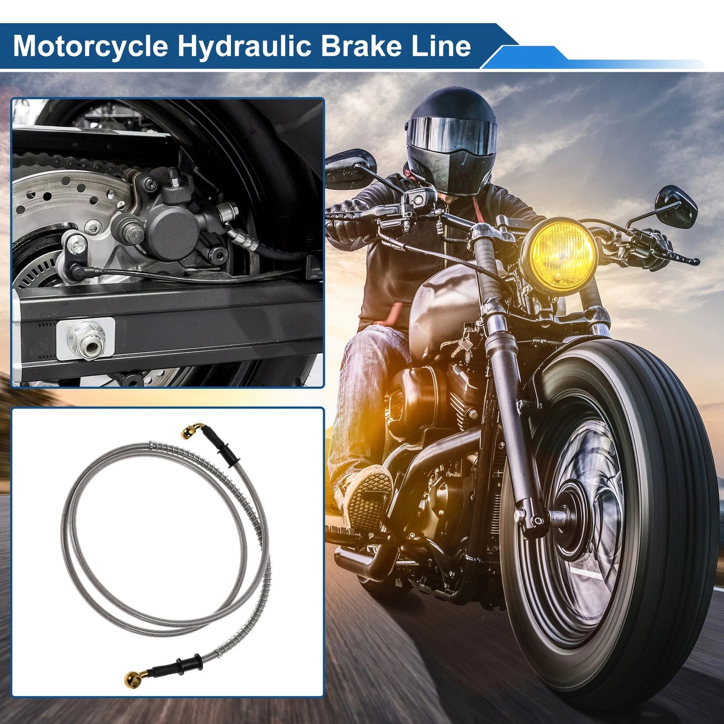 160cm Motorcycle Brake Clutch Oil Hose Line Silver Tone for Motorcycle