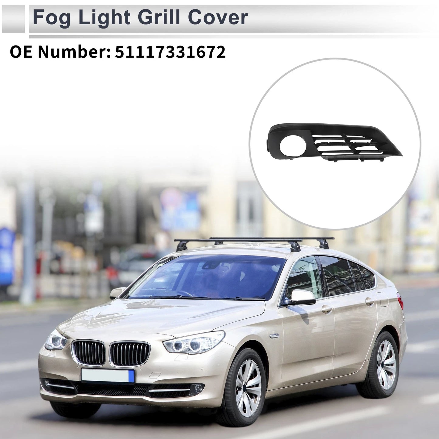 Front Right Fog Light Grill for BMW 535i GT (2010-2017)