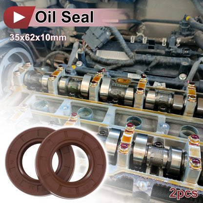 Oil Seal / 2 x 35x62x10mm / Seal Ring Rotary Shaft FKM Rubber Brown