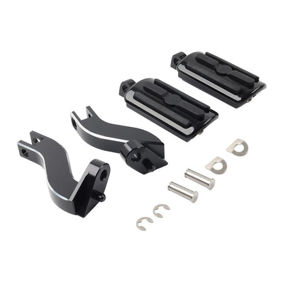 Black Rear Passenger Pedal Mounts for Harley Touring Electra Glide (93-24)
