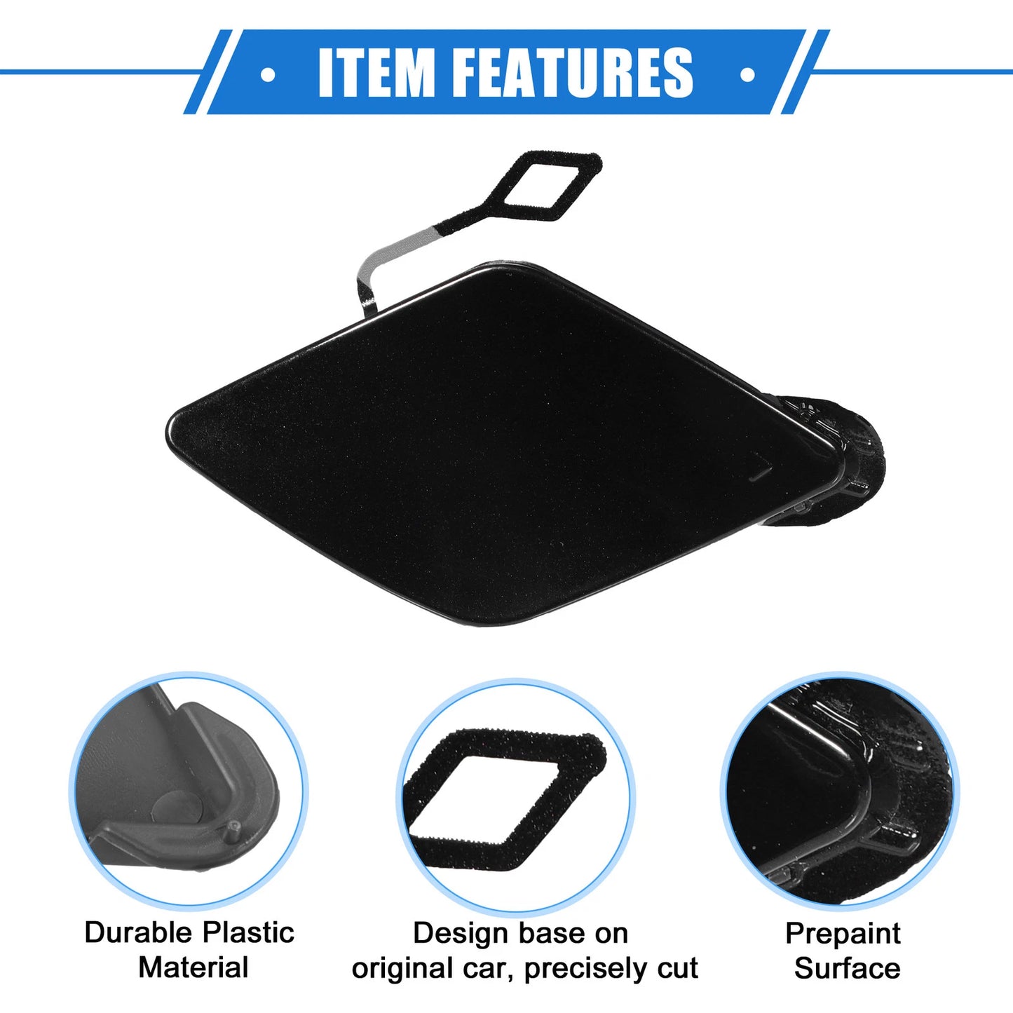 Front Right Tow Hook Cover for BMW 320i (2013-2018) Plastic Black