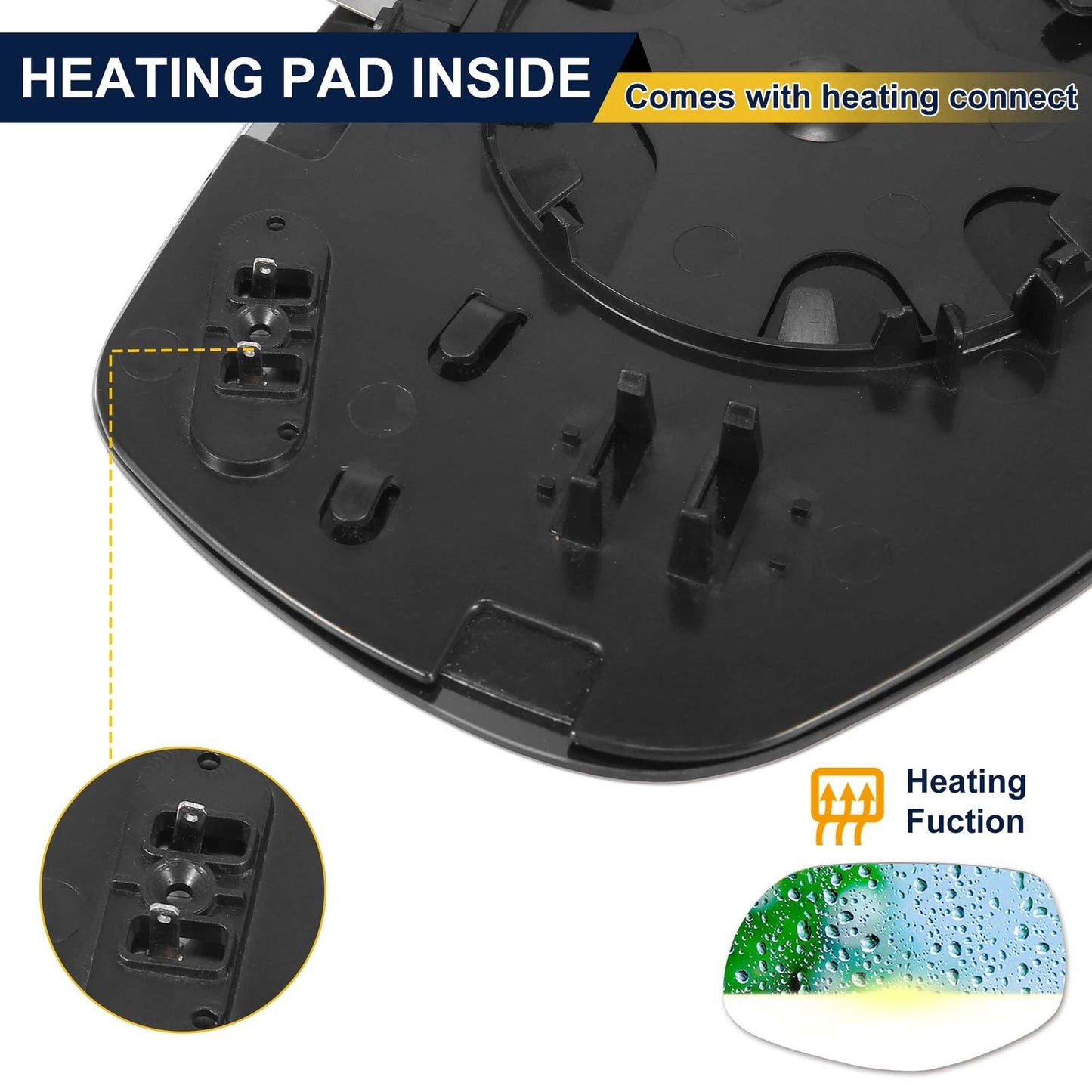 Mirror Glass Heated w Backing Plate Left Side LH for Porsche Cayenne(2008-2010)