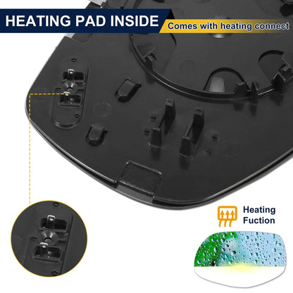 Mirror Glass Heated w Backing Plate Left Side LH for Porsche Cayenne(2008-2010)