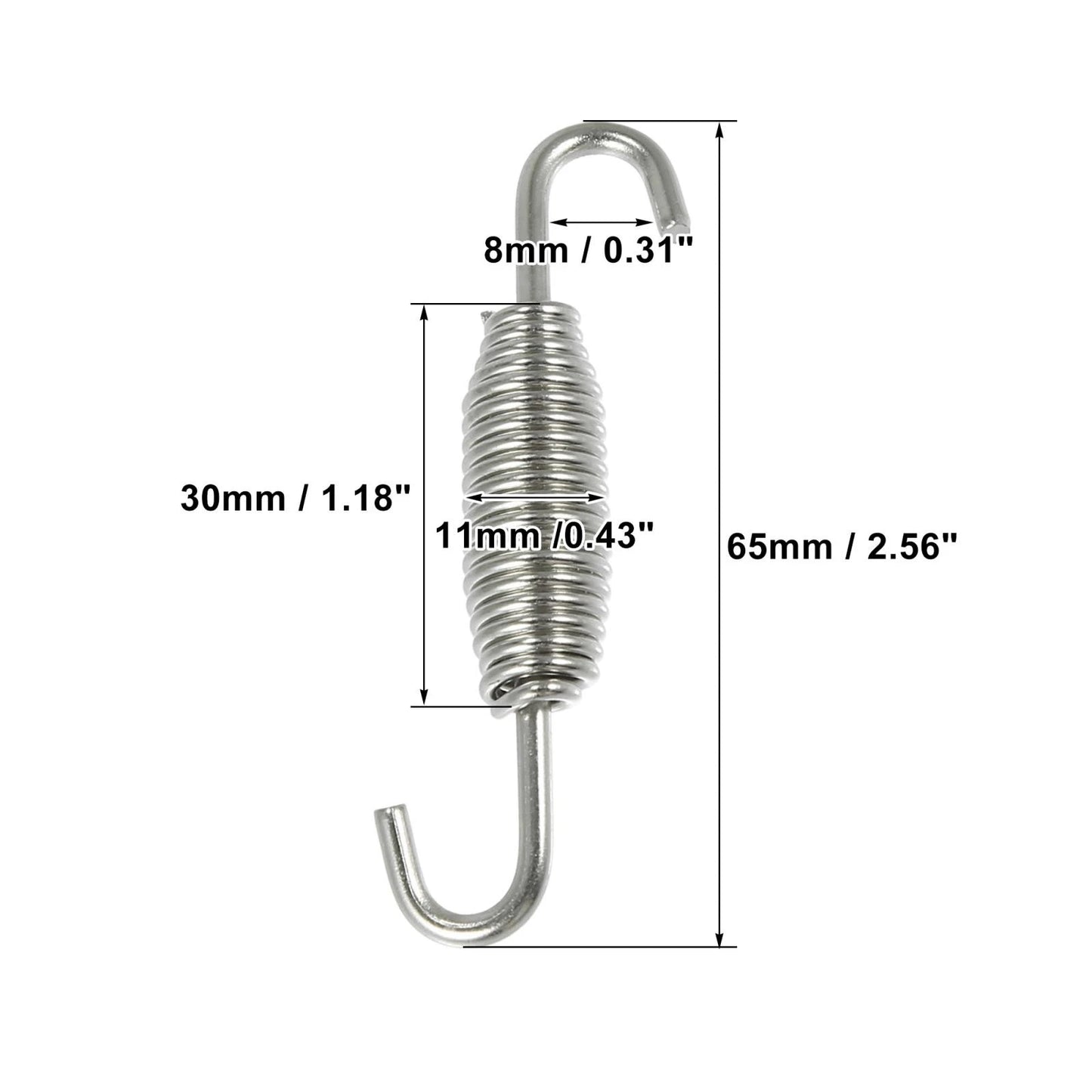 Exhaust Pipe Spring Hook 65mm 2.56" Stainless Steel Silver Tone for Motorcycles