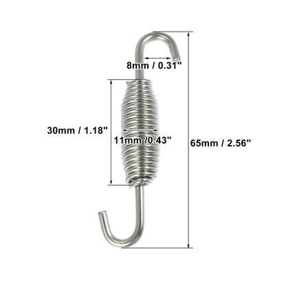 Exhaust Pipe Spring Hook 65mm 2.56" Stainless Steel Silver Tone for Motorcycles