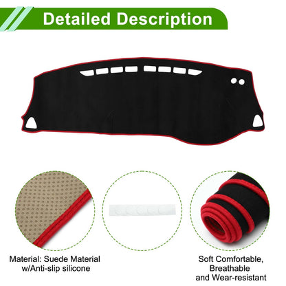 Dash Cover Mat for Nissan Kicks 2018-2020 Sun Protector Pad Black Red