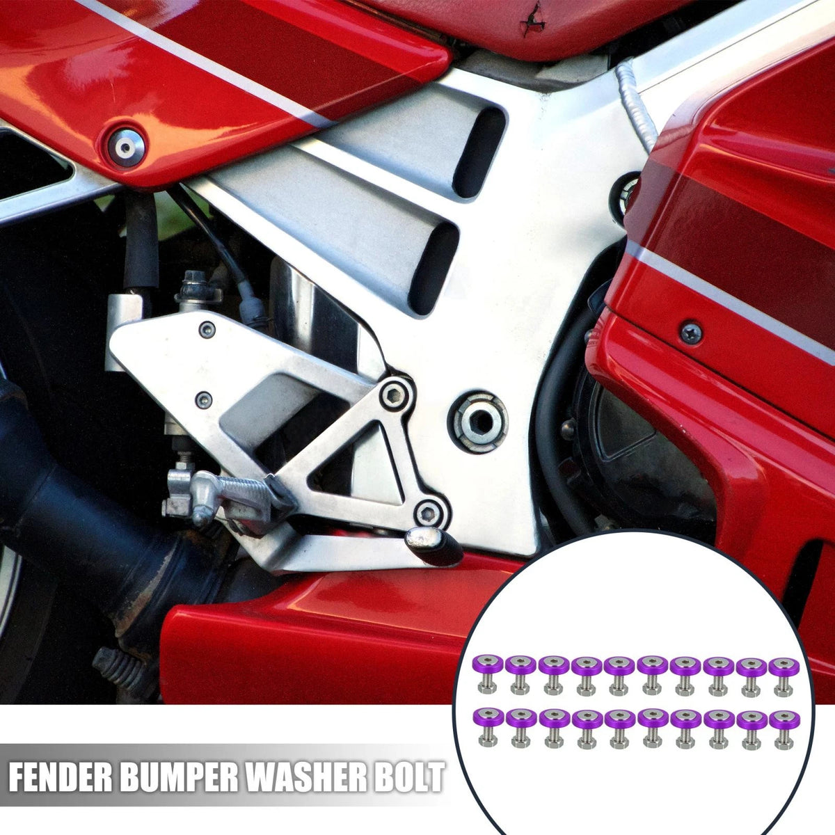 20pcs Purple M6 Fender Bumper Washer Bolt Nut for Motorcycle Car