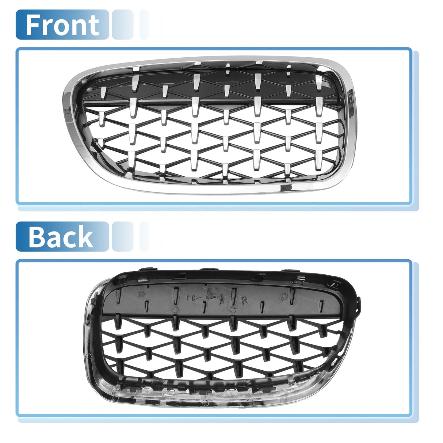 Front Hood Grille for BMW 528i 535i 550i xDrive SilverTone