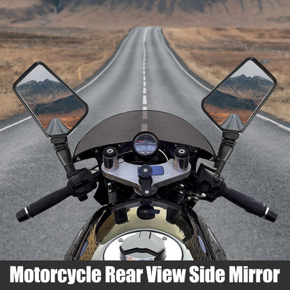 1 Set Glass Rearview Mirror with 8mm 10mm Screws Universal Black for Universal