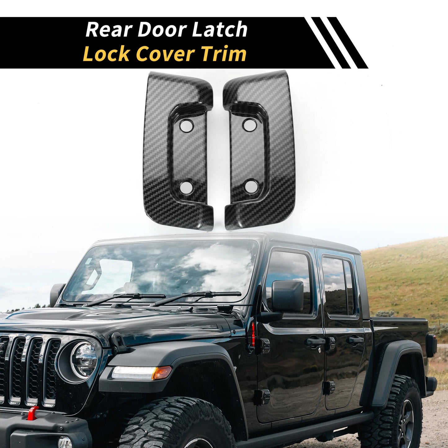 Rear Door Latch Lock Cover Trim for Jeep Wrangler JL JLU (2018-2024) Black