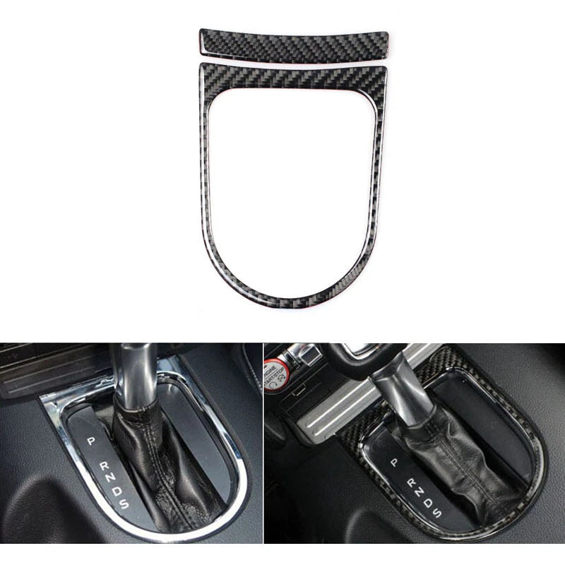 Carbon Fiber Gear Shifter Bezel Cover Trim For Ford Mustang 2014- 2018