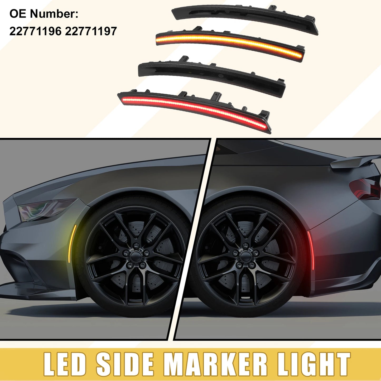 Front/Rear LED Side Marker Light for Chevrolet Amber Red  Pair
