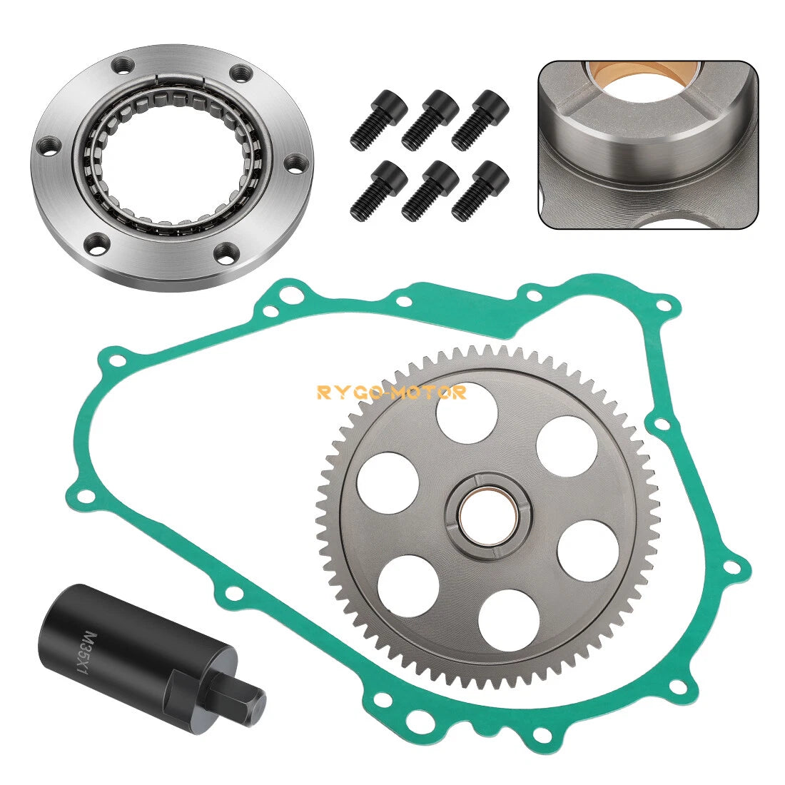 Starter Clutch One Way Gear Bearing Gasket Flywheel Puller for Yamaha Rhino 450