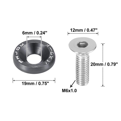 8pcs M6 Quick Release Fastener Bumper Washer Bolt for Car Motorcycle