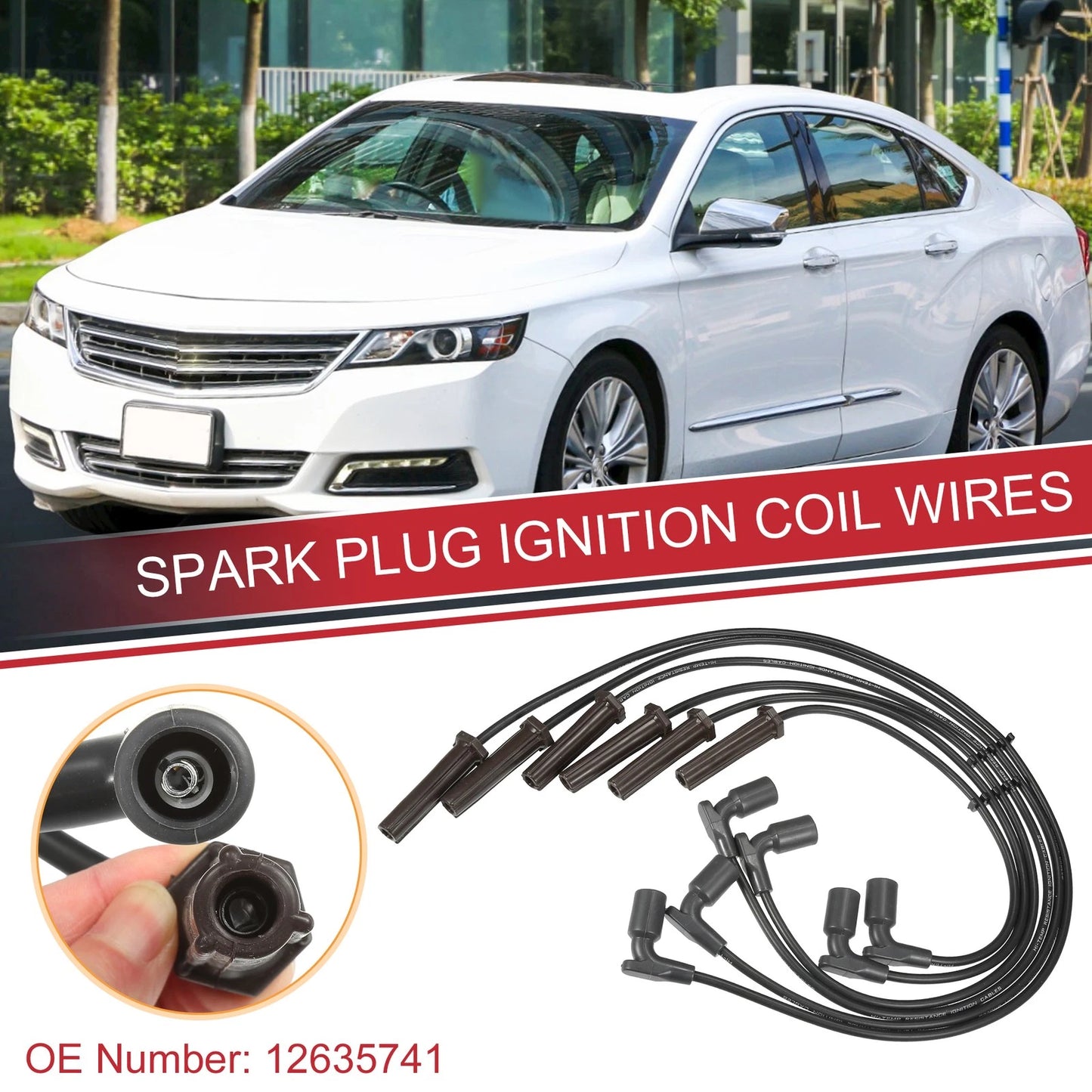 6 Pcs Spark Plug Wire Ignition Coil Cable for Buick Lucerne 3.9L (2006–2011)
