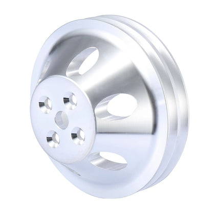 Water Pump Pulley Short 2-Groove 4-Hole for Chevy SBC 350 Engine