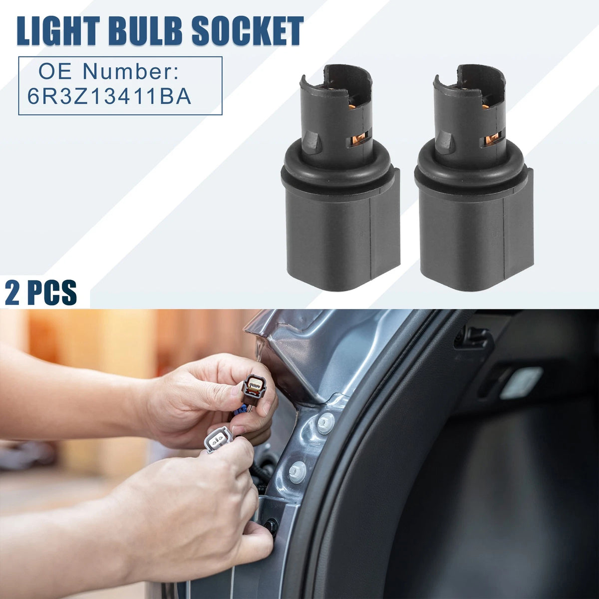 2 x Rear Brake Taillamp Light Bulb Sockets for Ford Fiesta (2009-2019)