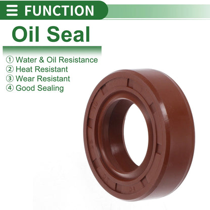 Rotary Shaft Seal FKM Rubber 20x35x10mm Brown 5 Pcs
