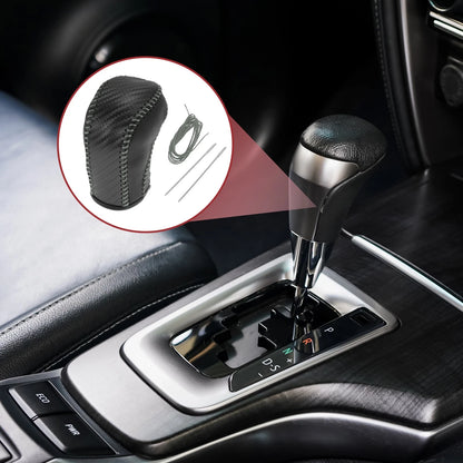Gear Shift Knob Cover for Hyundai Tucson 2015-2018 Black Grey Faux Leather